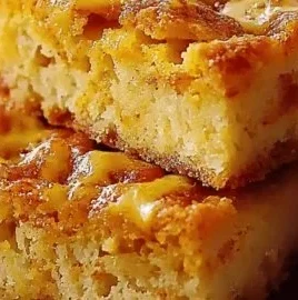 Delicious cottage cheese pumpkin cake bars topped with cream