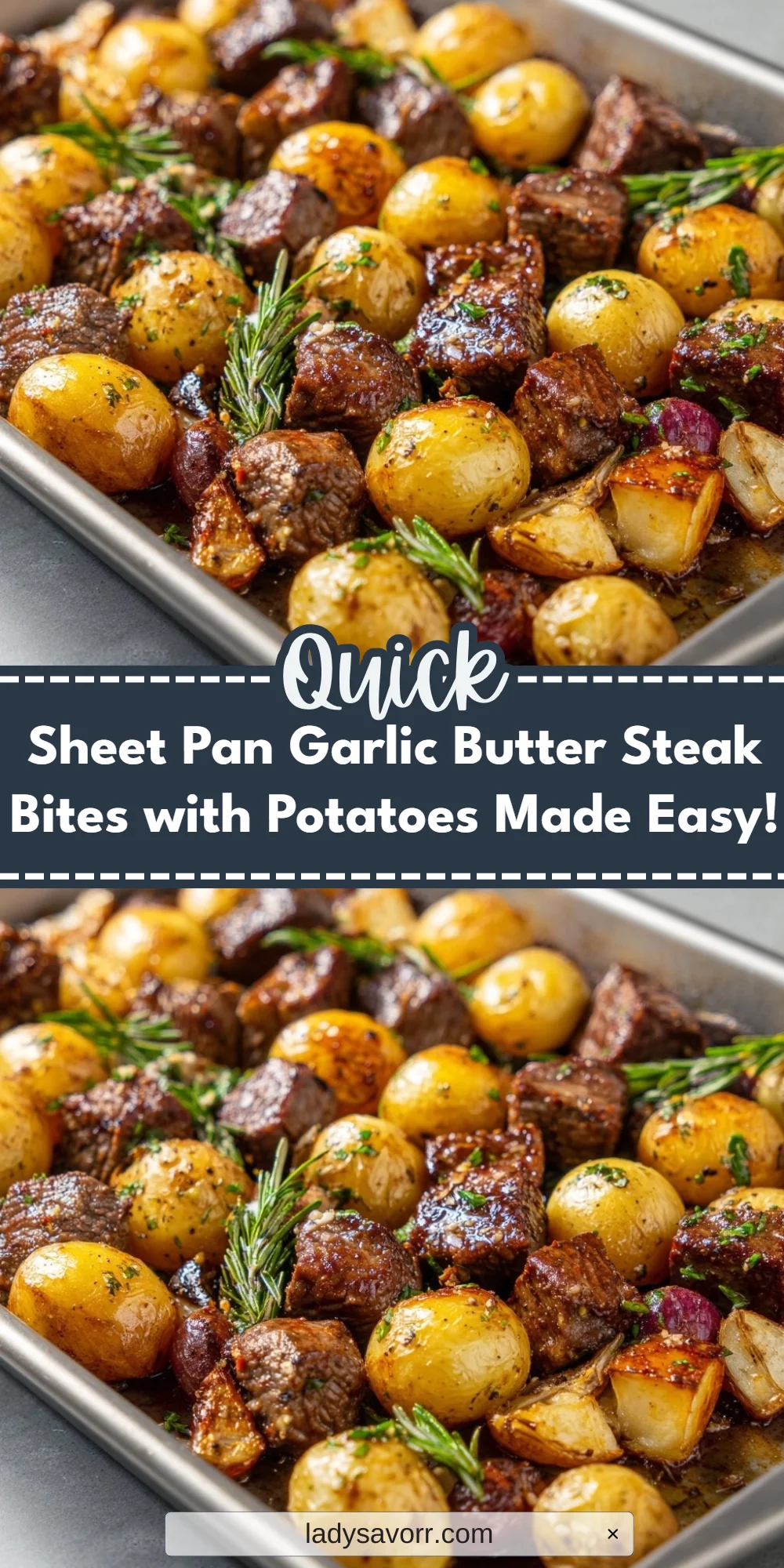 Sheet Pan Garlic Butter Steak Bites with Potatoes Made Easy!