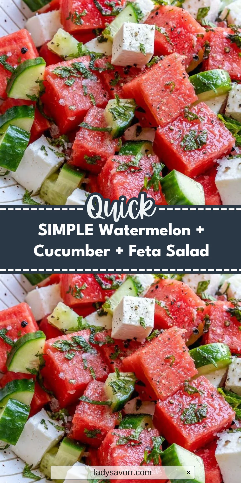 SIMPLE Watermelon + Cucumber + Feta Salad