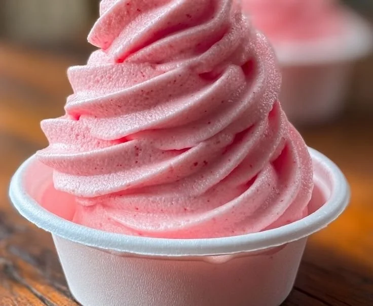 Delicious Strawberry Dole Whip in a bowl, perfect for a refreshing dessert.