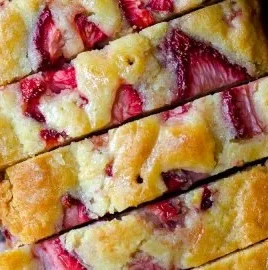 Delicious strawberry lemonade quick bread with vibrant colors and texture.