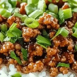 Plate of sweet and savory honey garlic ground turkey ready to serve